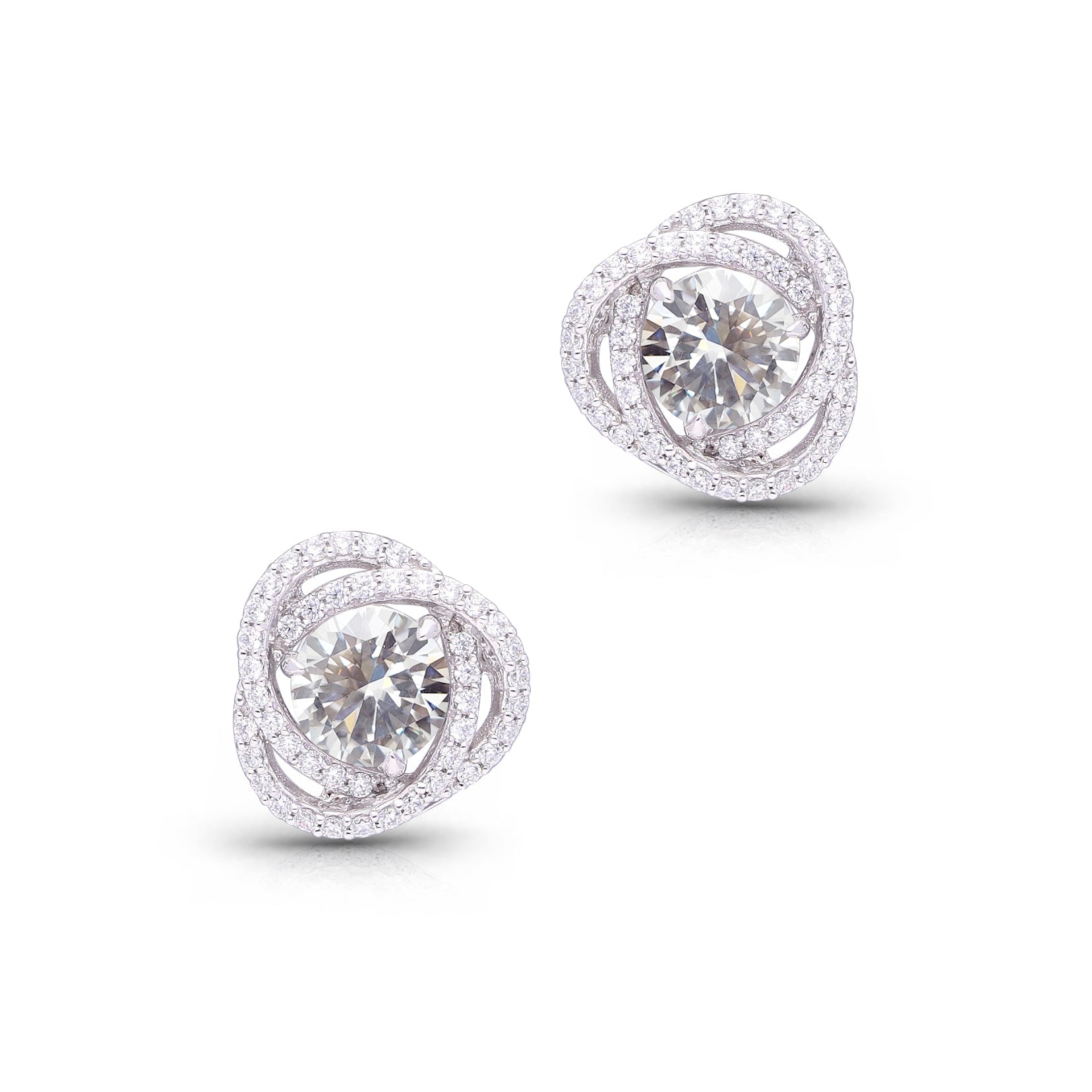 Solitaire Diamond Regal Spiral Earrings