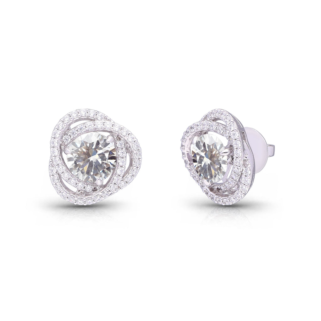 Solitaire Diamond Regal Spiral Earrings