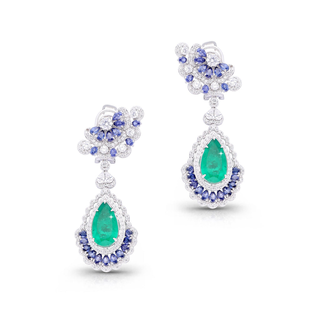 Emerald and Sapphire Radiance Earrings