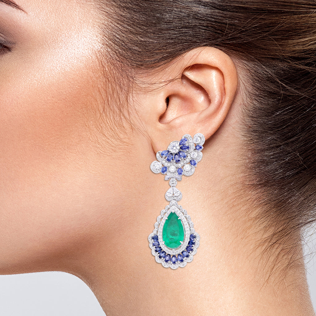 Emerald and Sapphire Radiance Earrings