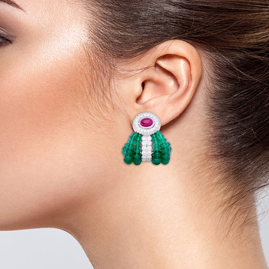 Emerald Rain Danglers