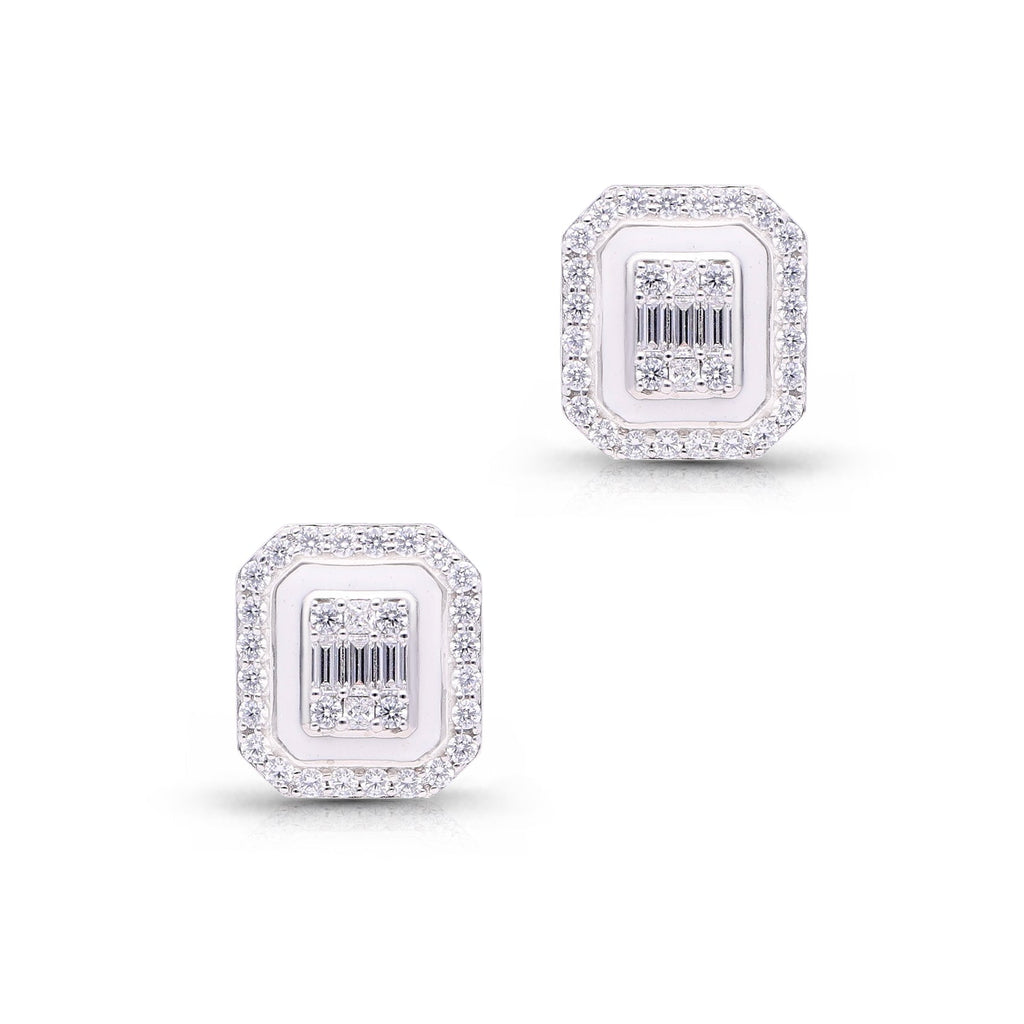 White Enamal Lustre Earrings
