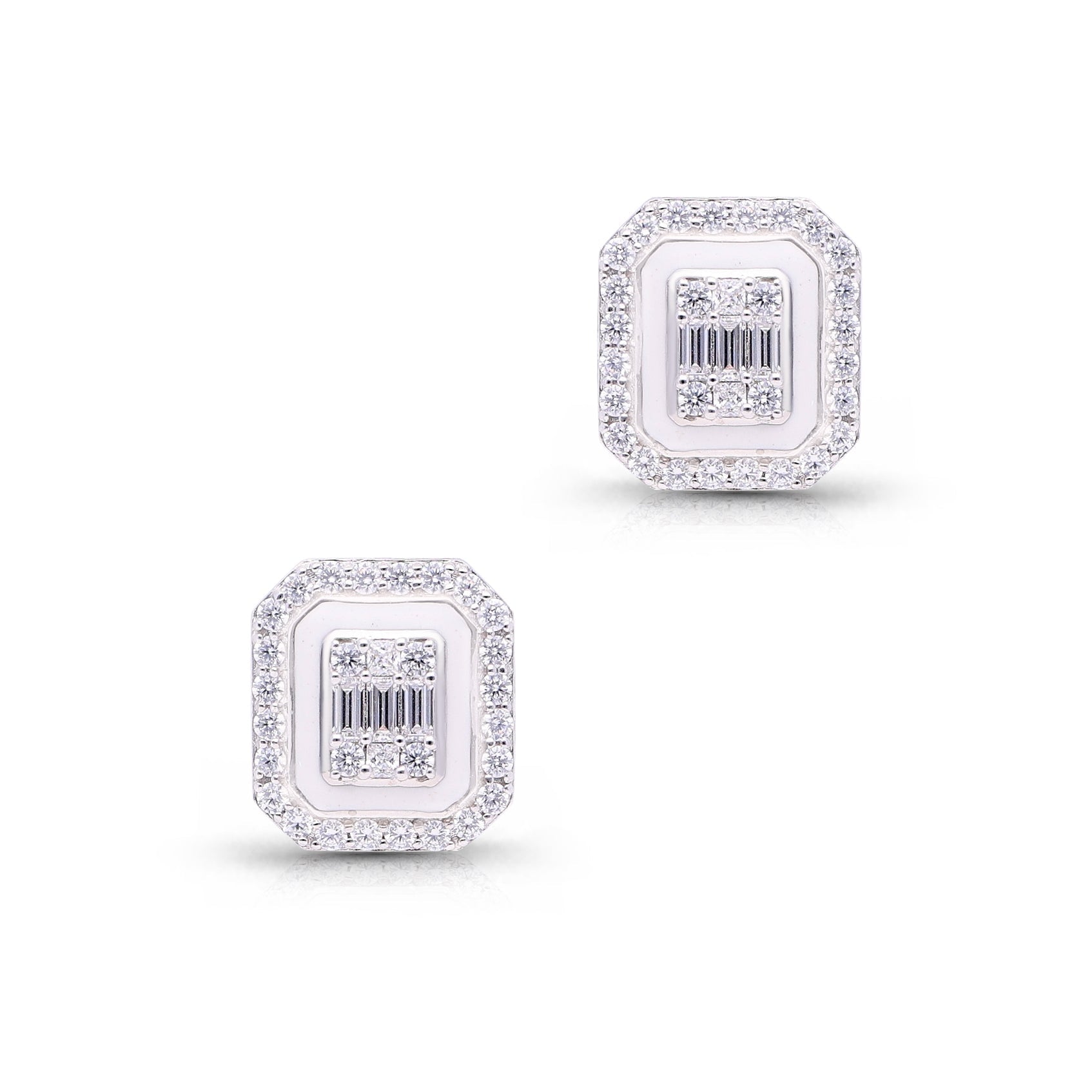 White Enamal Lustre Earrings
