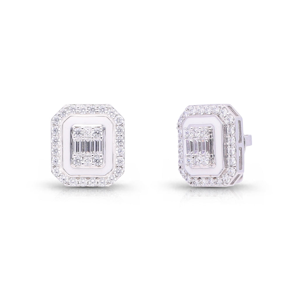 White Enamal Lustre Earrings