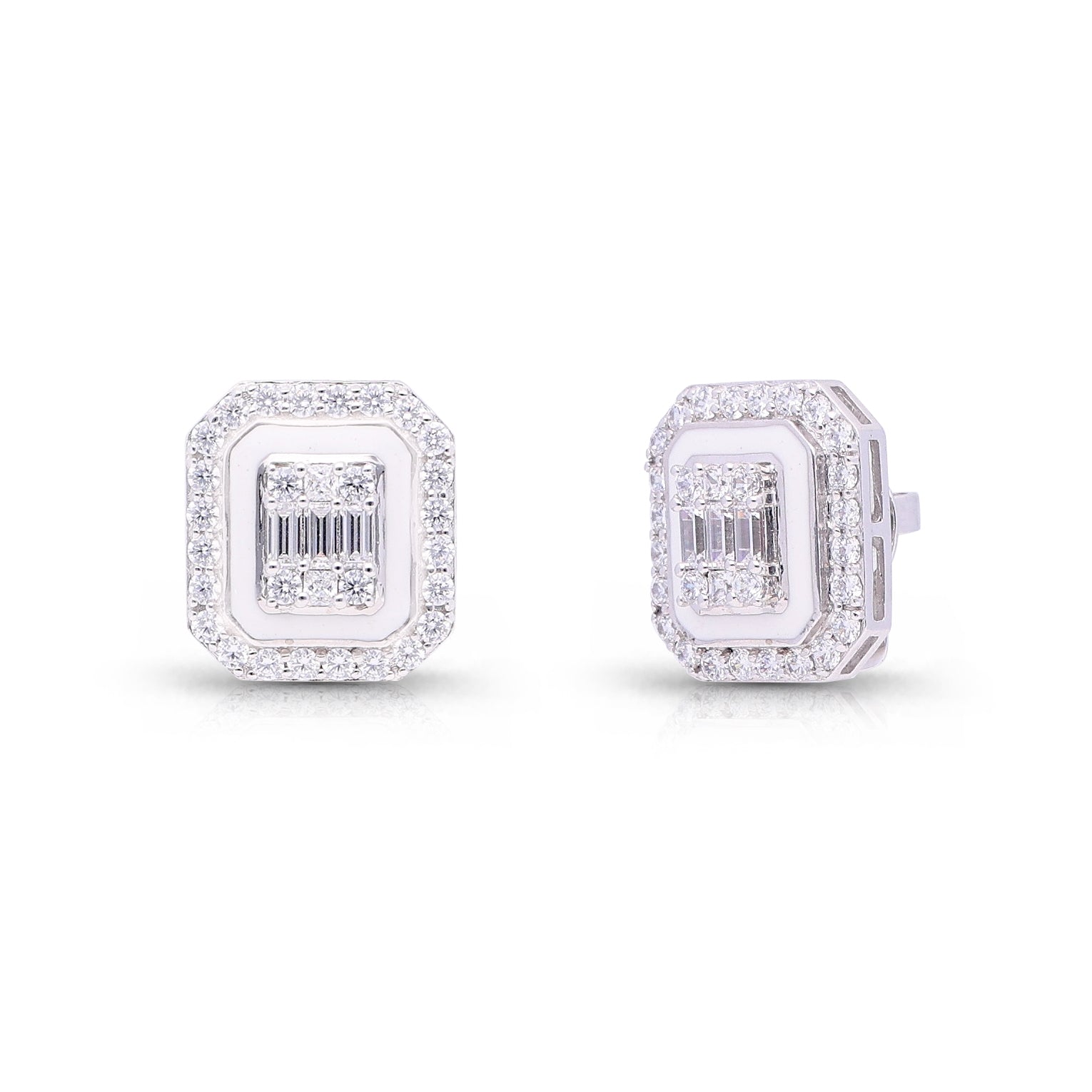 White Enamal Lustre Earrings