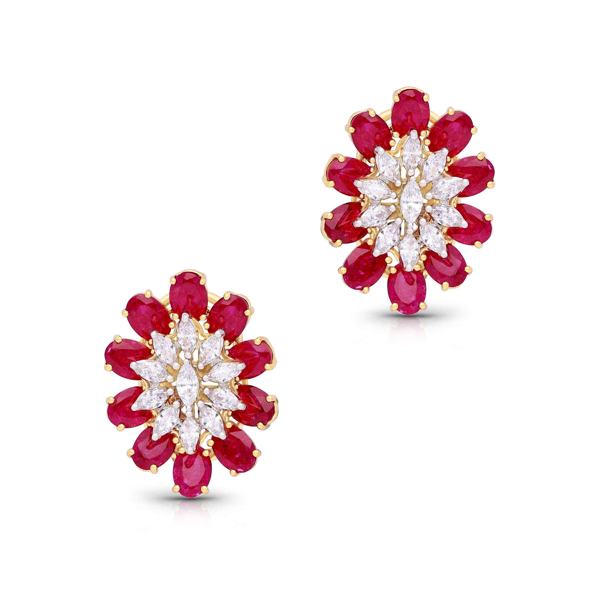 Crimson Bloom Cluster Earrings