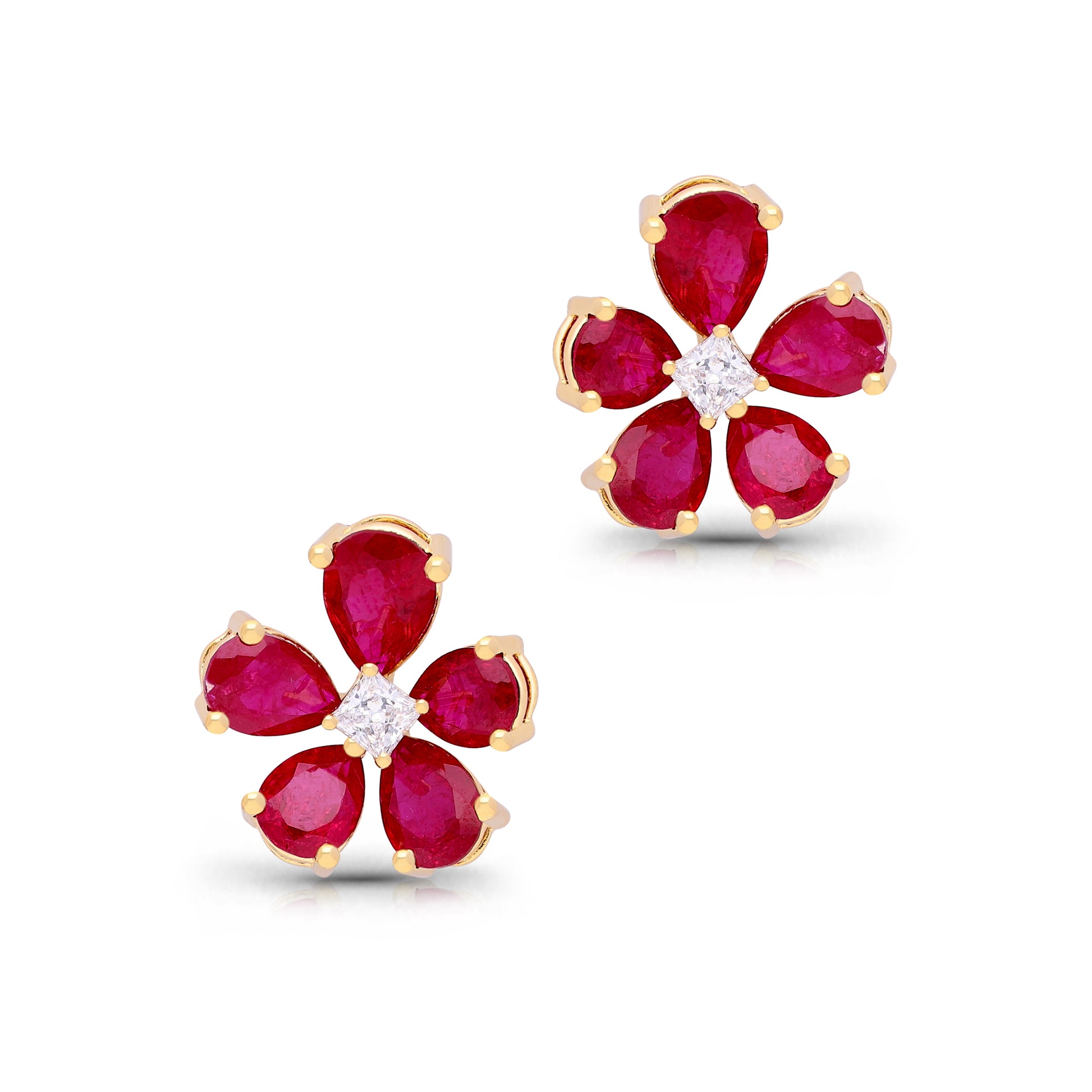 Ruby Petal Crest Earrings