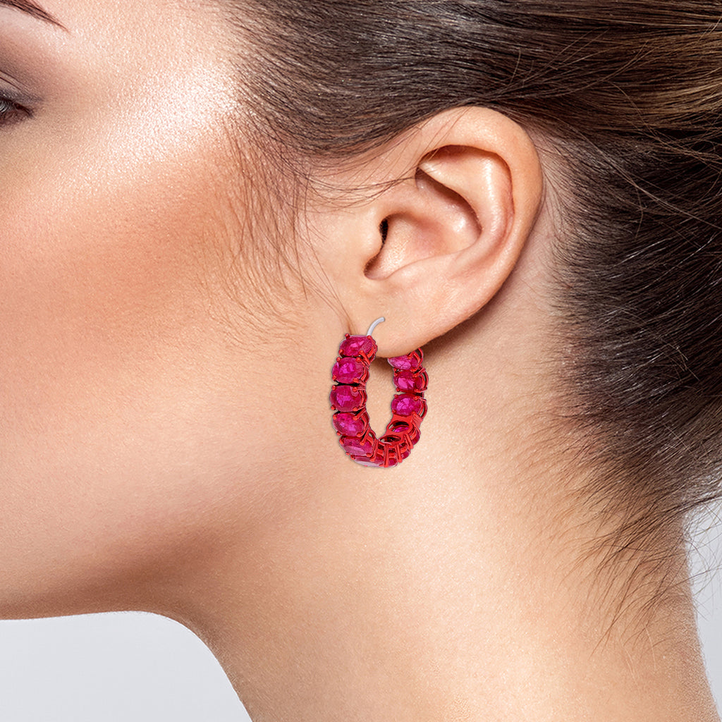 Ruby Coronet Hoops Earrings