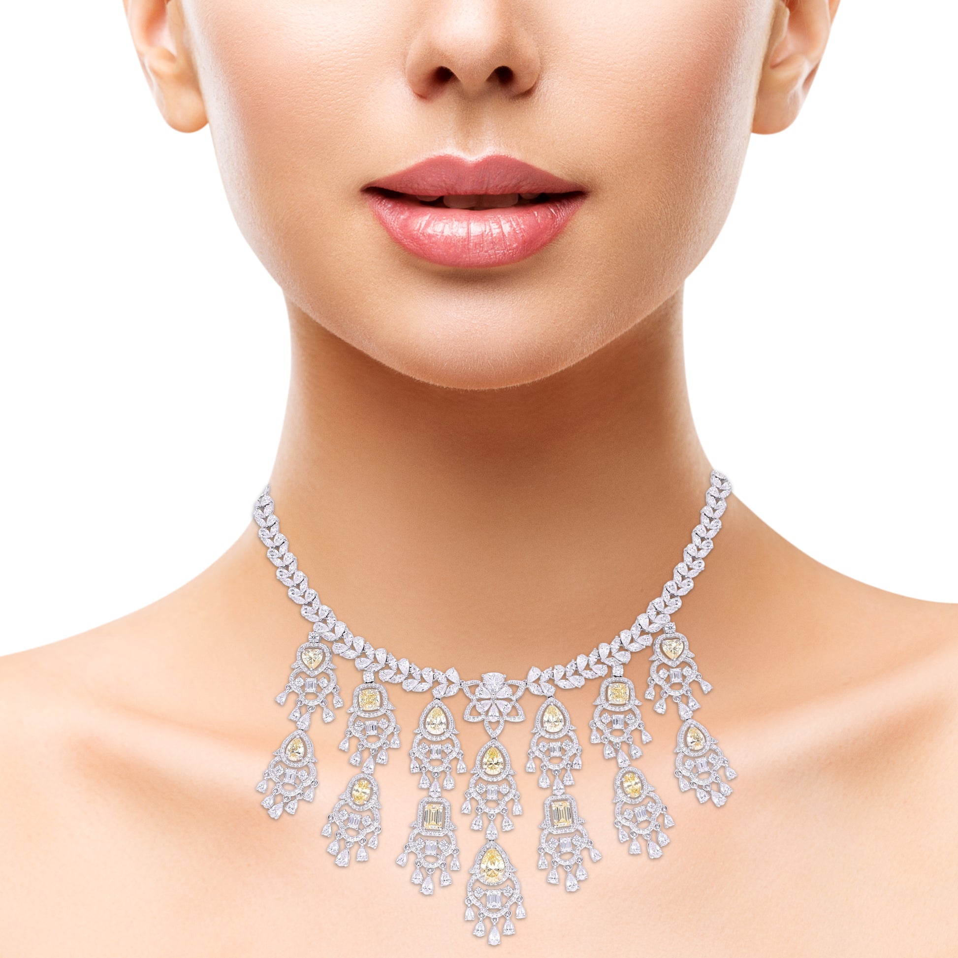Cascading Fancycut Bridal Necklace