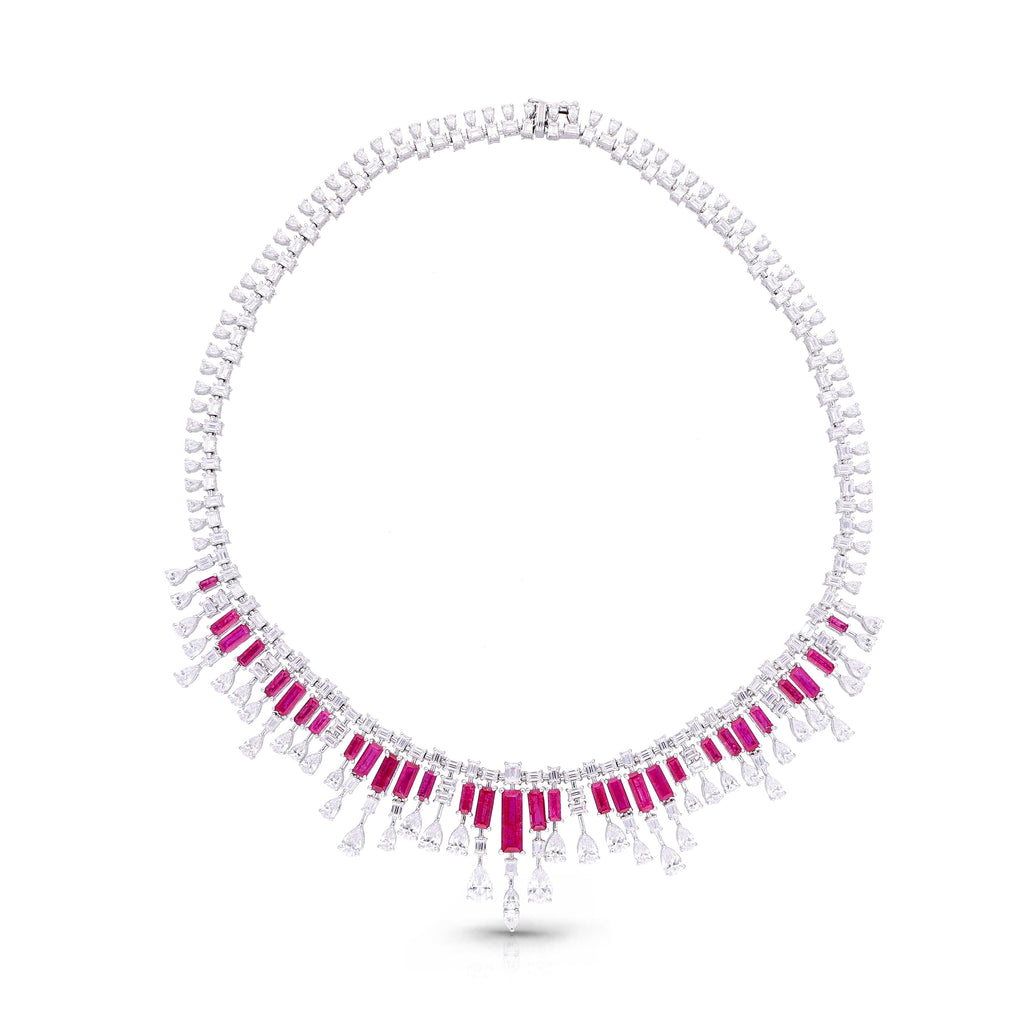 Fancycut Ruby Baguettes Grace Necklace