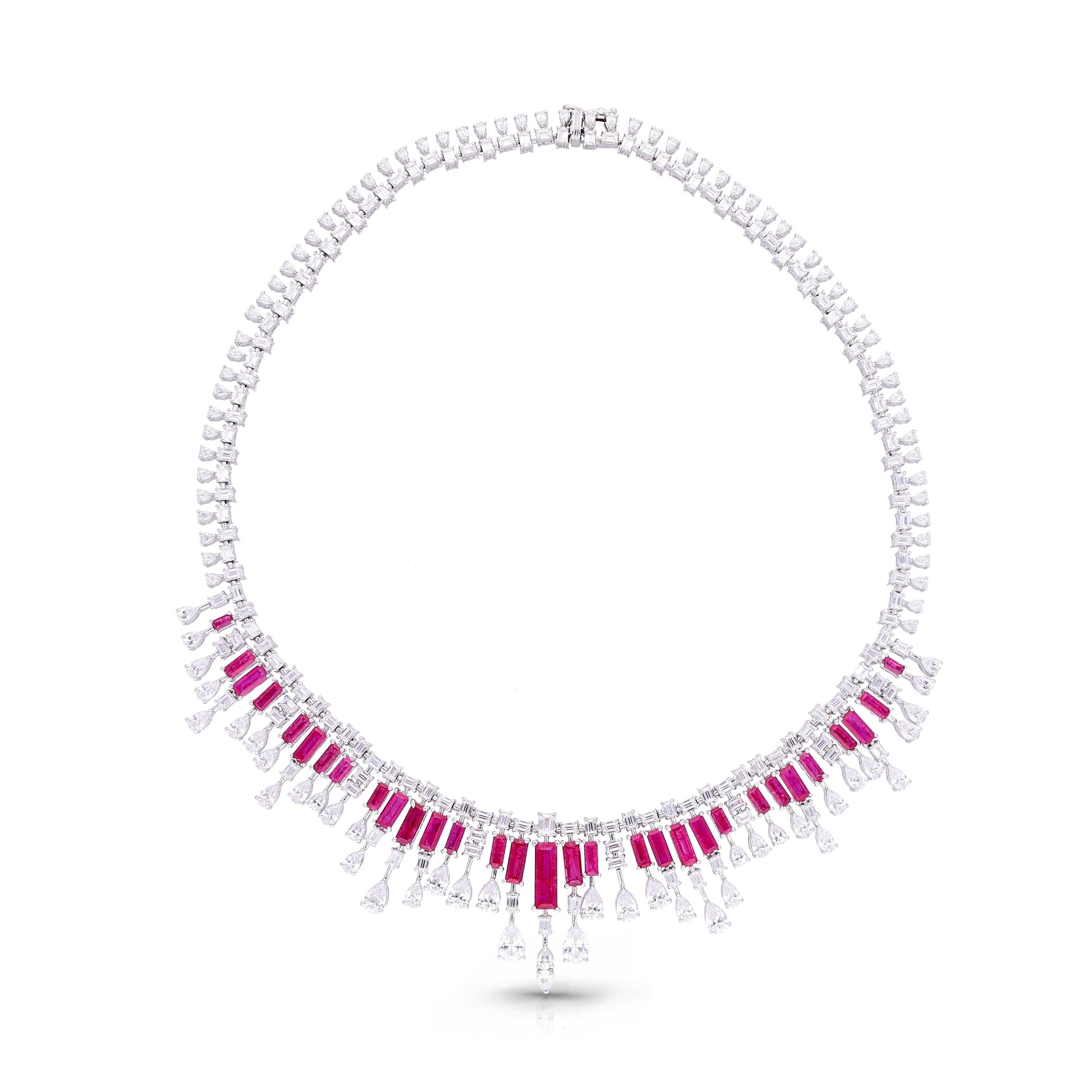 Fancycut Ruby Baguettes Grace Necklace