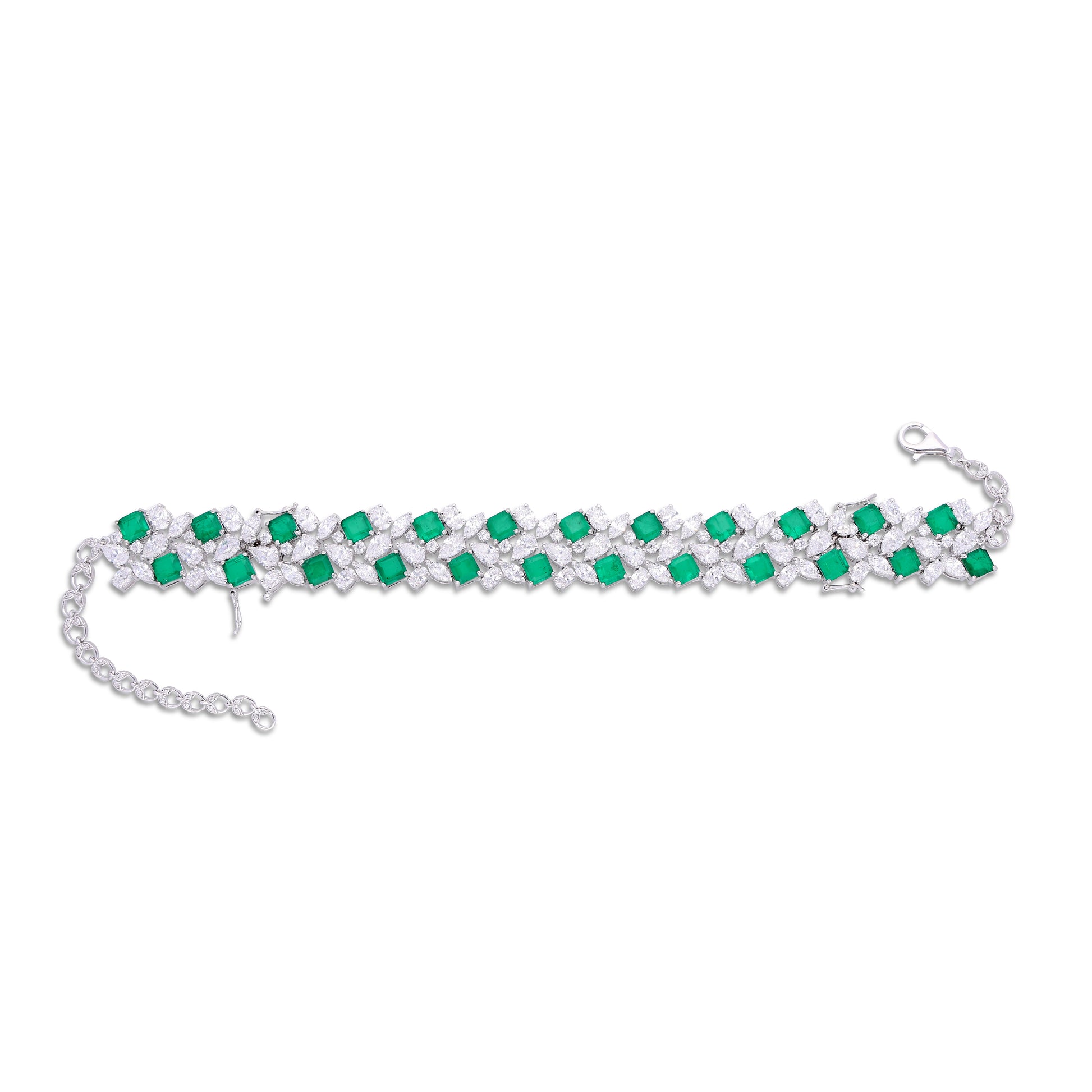Emerald Glimer Bracelet Cum Choker