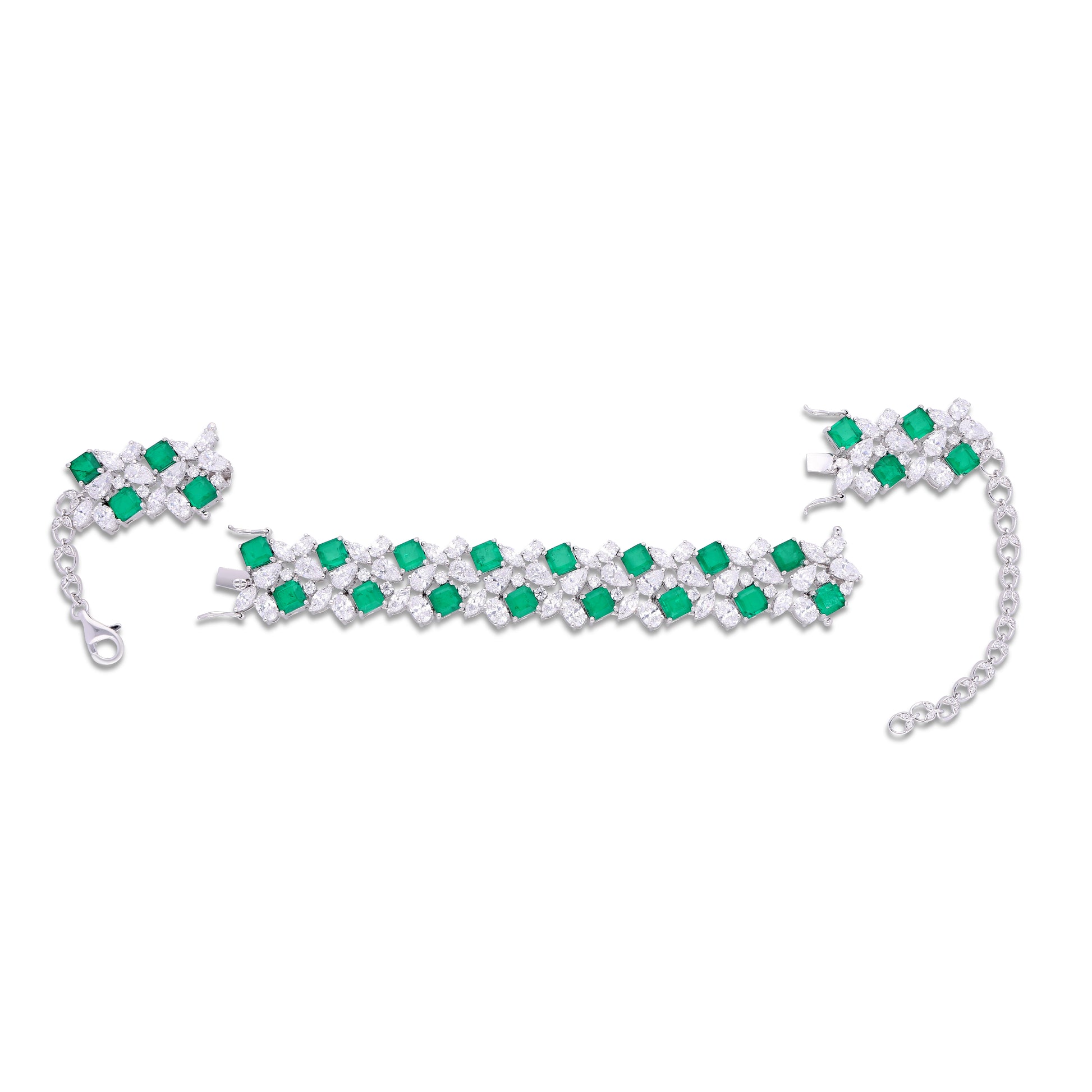Emerald Glimer Bracelet Cum Choker
