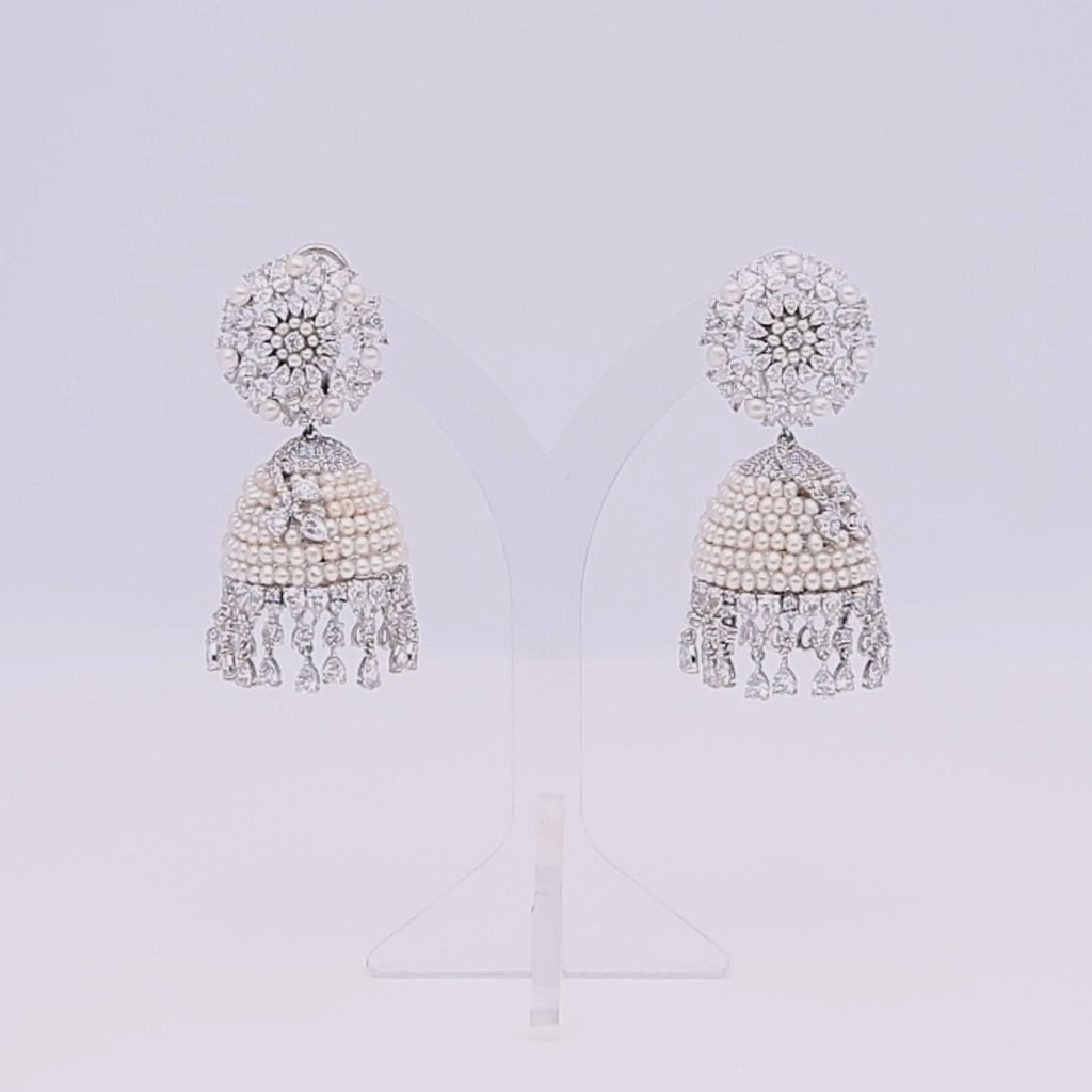 White Gold Earrings (Lotus Pearl Earrings)