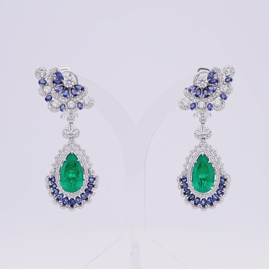Emerald and Sapphire Radiance Earrings