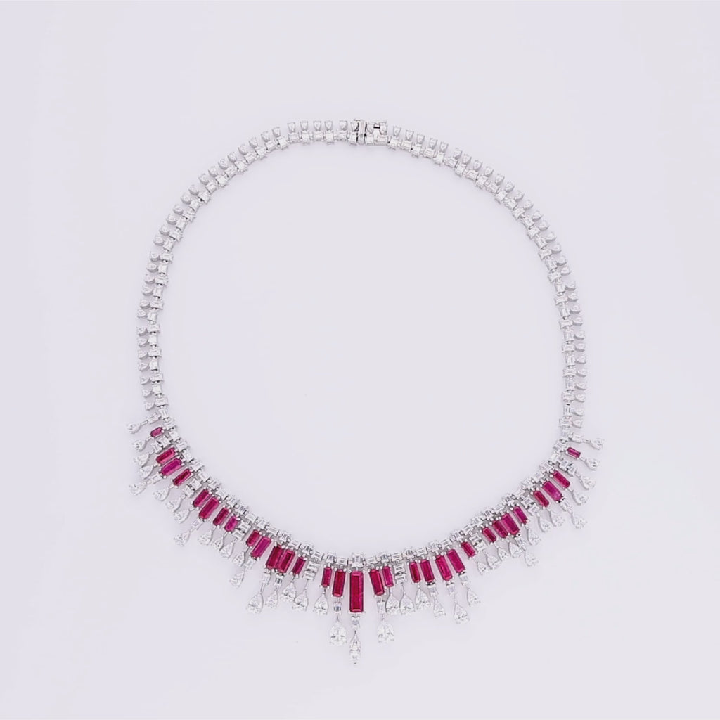 Fancycut Ruby Baguettes Grace Necklace
